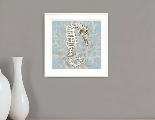 Coral Seahorse I 2 White Framed Print Wall Art - Homeroots - Flyclothing LLC