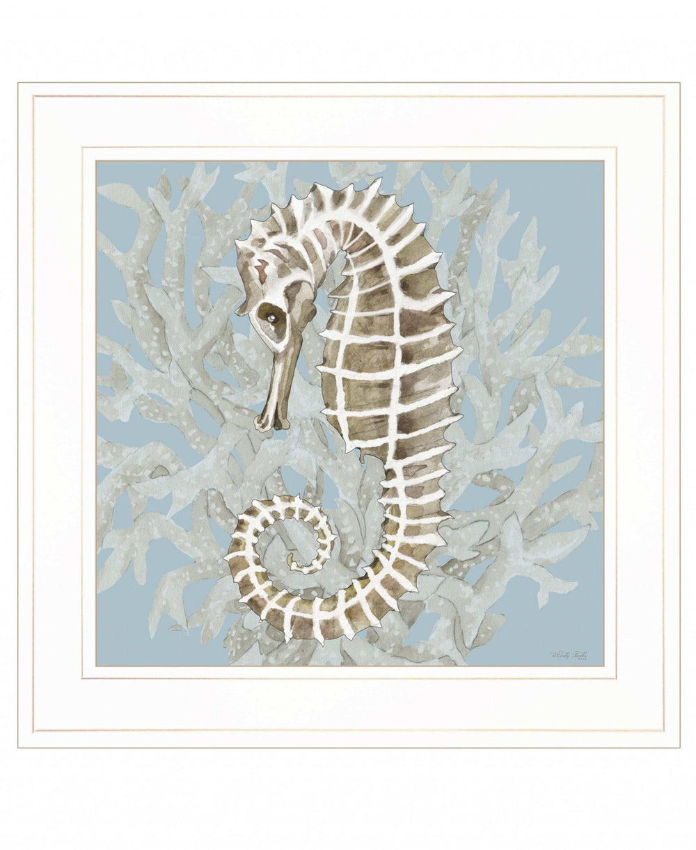 Coral Seahorse II 2 White Framed Print Wall Art - Homeroots - Flyclothing LLC