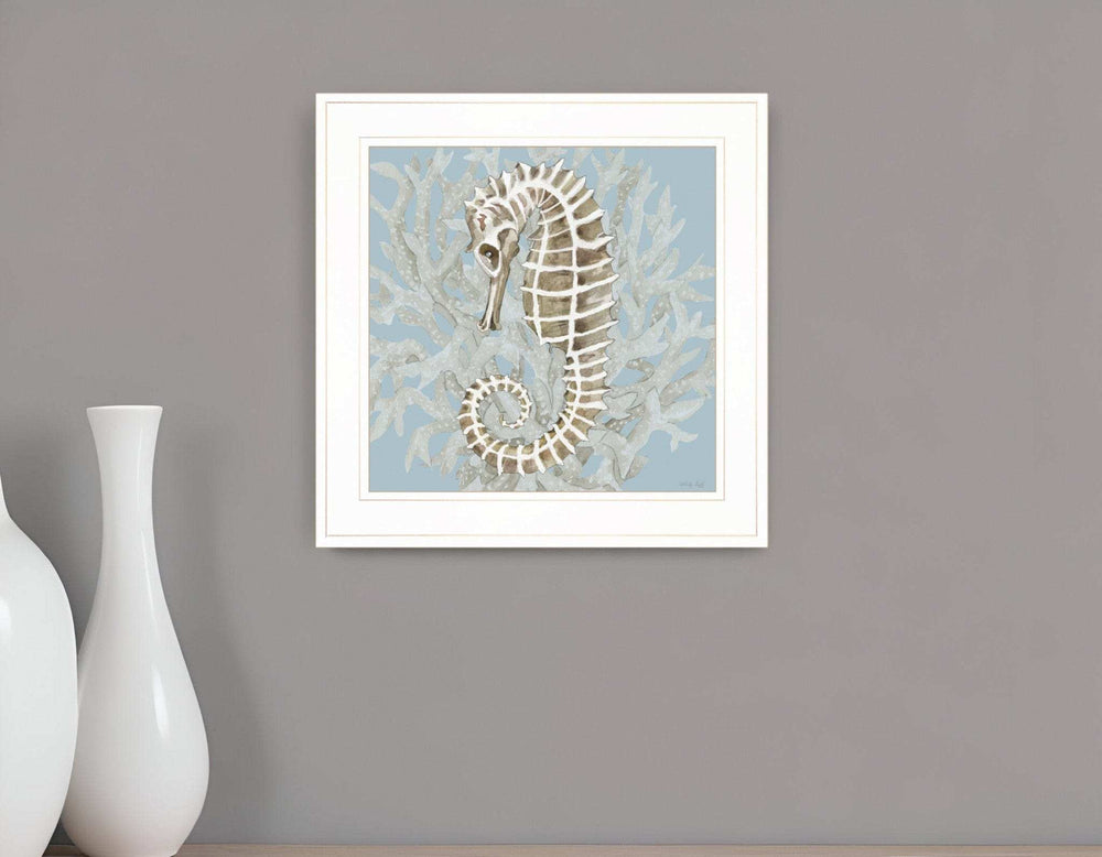 Coral Seahorse II 2 White Framed Print Wall Art - Homeroots - Flyclothing LLC