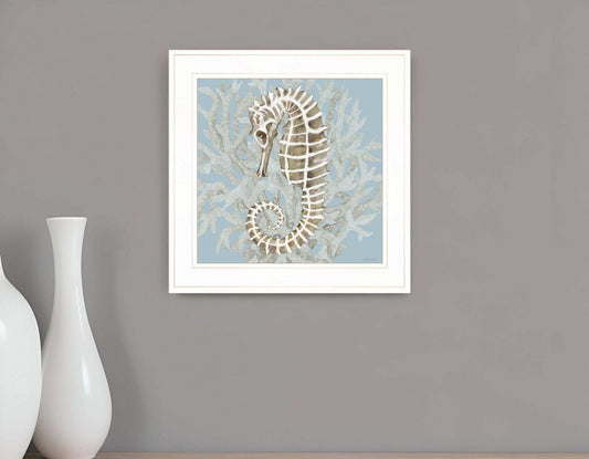 Coral Seahorse II 2 White Framed Print Wall Art - Homeroots - Flyclothing LLC