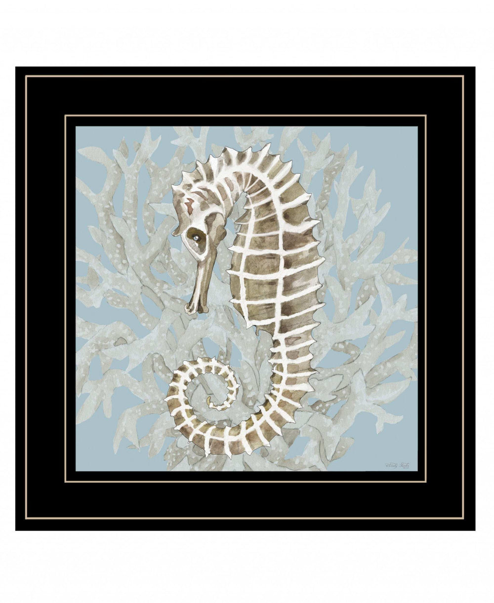 Coral Seahorse II 3 Black Framed Print Wall Art - Homeroots - Flyclothing LLC