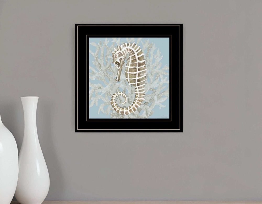 Coral Seahorse II 3 Black Framed Print Wall Art - Homeroots - Flyclothing LLC