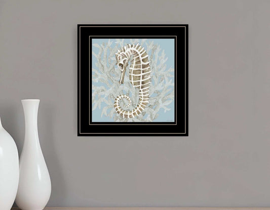 Coral Seahorse II 3 Black Framed Print Wall Art - Homeroots - Flyclothing LLC
