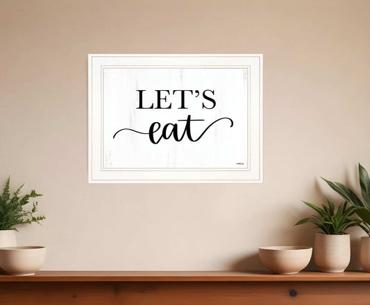 Lets Eat 2 White Framed Print Kitchen Wall Art - Homeroots - Flyclothing LLC