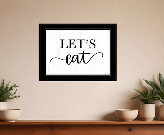 Lets Eat 3 Black Framed Print Kitchen Wall Art - Homeroots - Flyclothing LLC