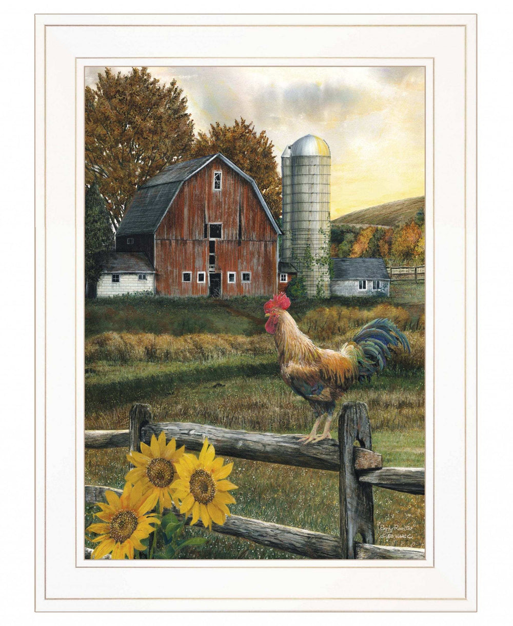 Early Rooster 2 White Framed Print Wall Art - Homeroots - Flyclothing LLC