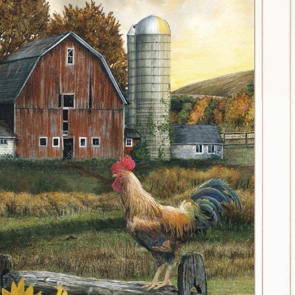 Early Rooster 2 White Framed Print Wall Art - Homeroots - Flyclothing LLC