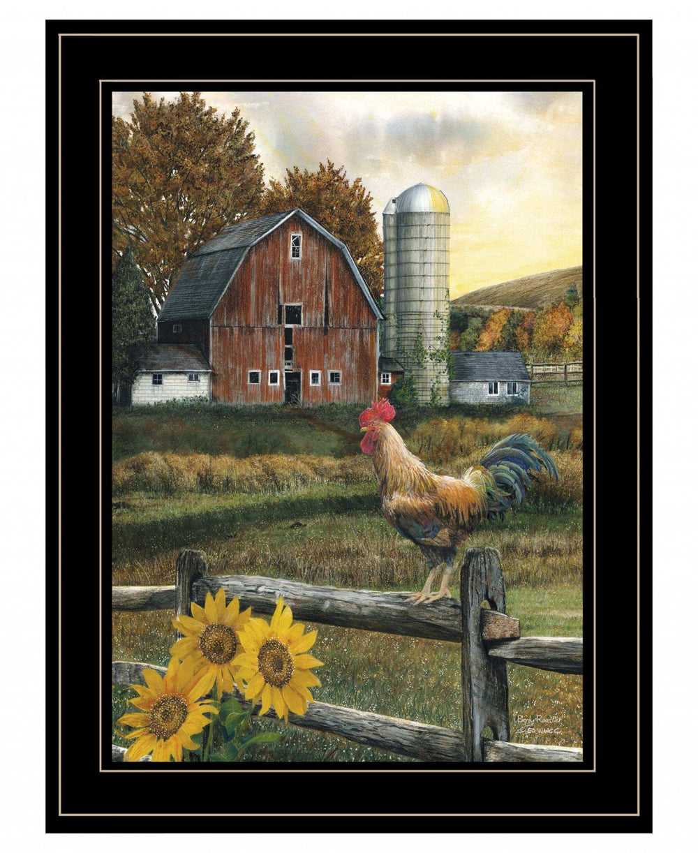 Early Rooster 4 Black Framed Print Wall Art - Homeroots - Flyclothing LLC