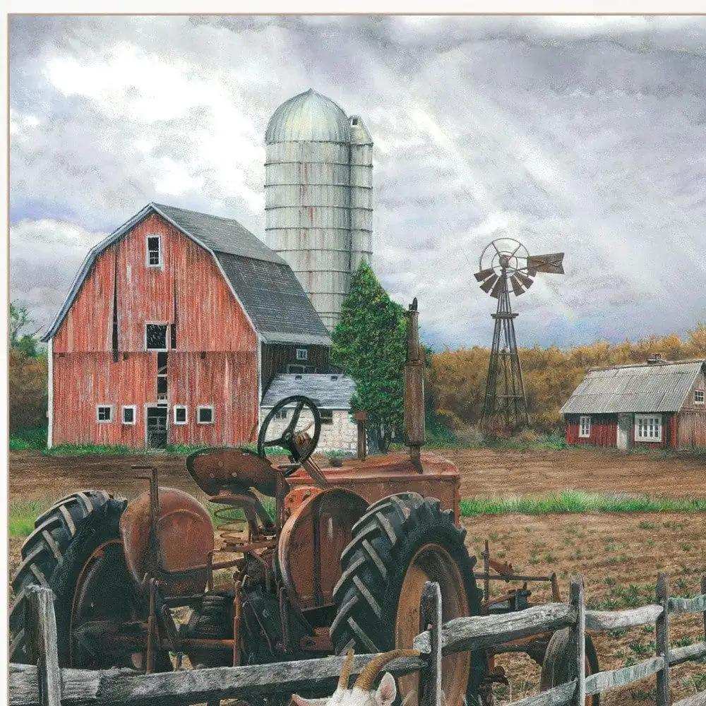 The Old Tractor 2 White Framed Print Wall Art - Homeroots - Flyclothing LLC