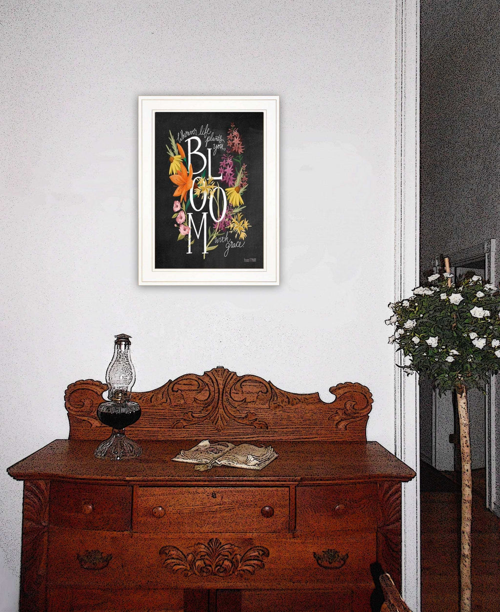 Bloom with Grace 2 White Framed Print Wall Art - Homeroots - Flyclothing LLC