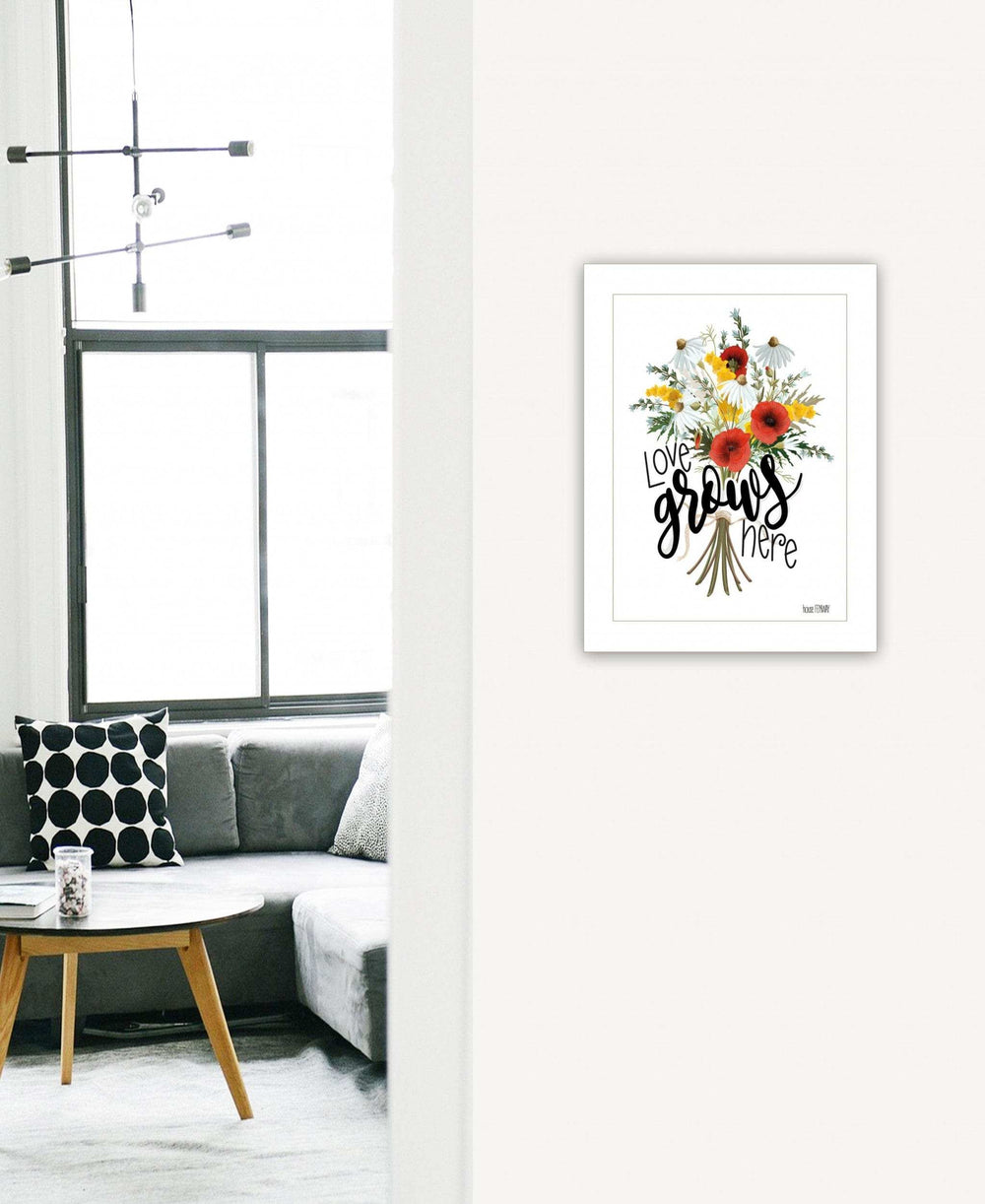 Love Grows Here 2 White Framed Print Wall Art - Homeroots - Flyclothing LLC