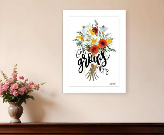 Love Grows Here 2 White Framed Print Wall Art - Homeroots - Flyclothing LLC