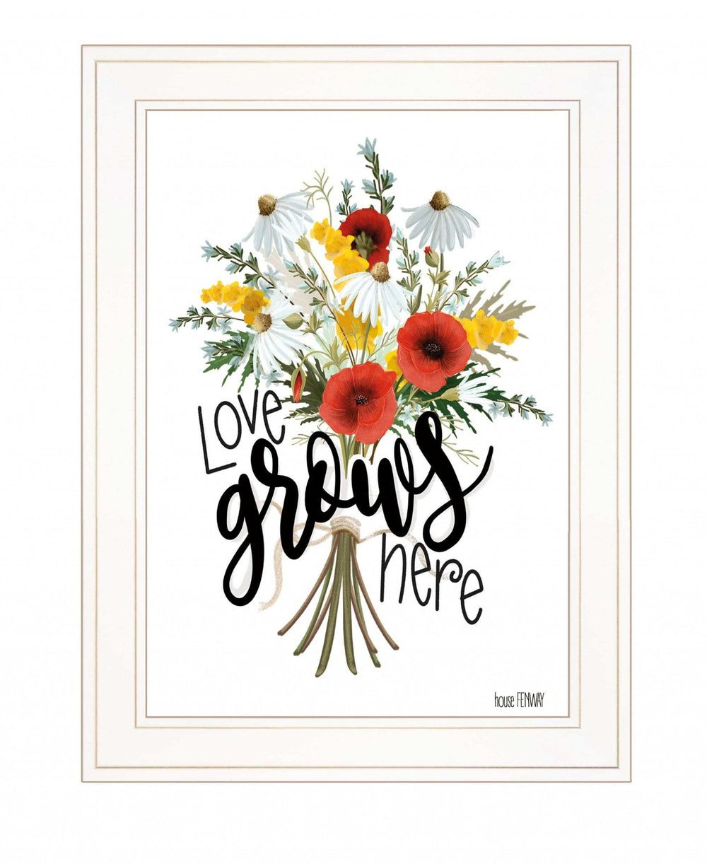 Love Grows Here 3 White Framed Print Wall Art - Homeroots - Flyclothing LLC