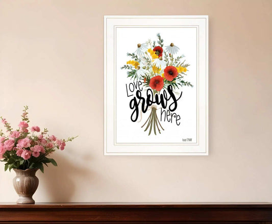 Love Grows Here 3 White Framed Print Wall Art - Homeroots - Flyclothing LLC