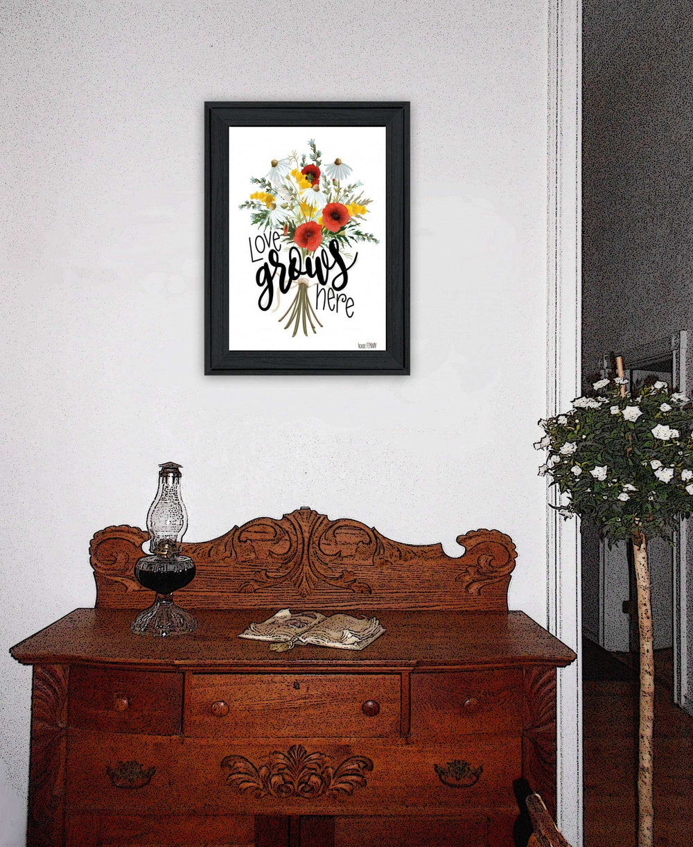 Love Grows Here 4 Black Framed Print Wall Art - Homeroots - Flyclothing LLC