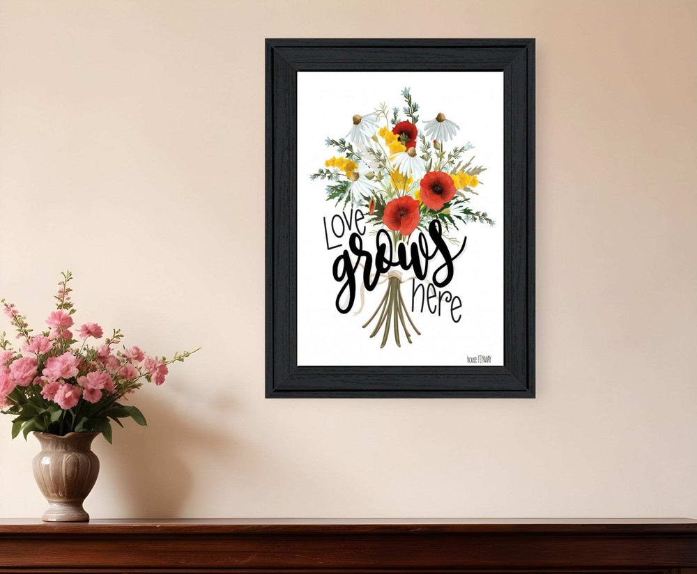 Love Grows Here 4 Black Framed Print Wall Art - Homeroots - Flyclothing LLC
