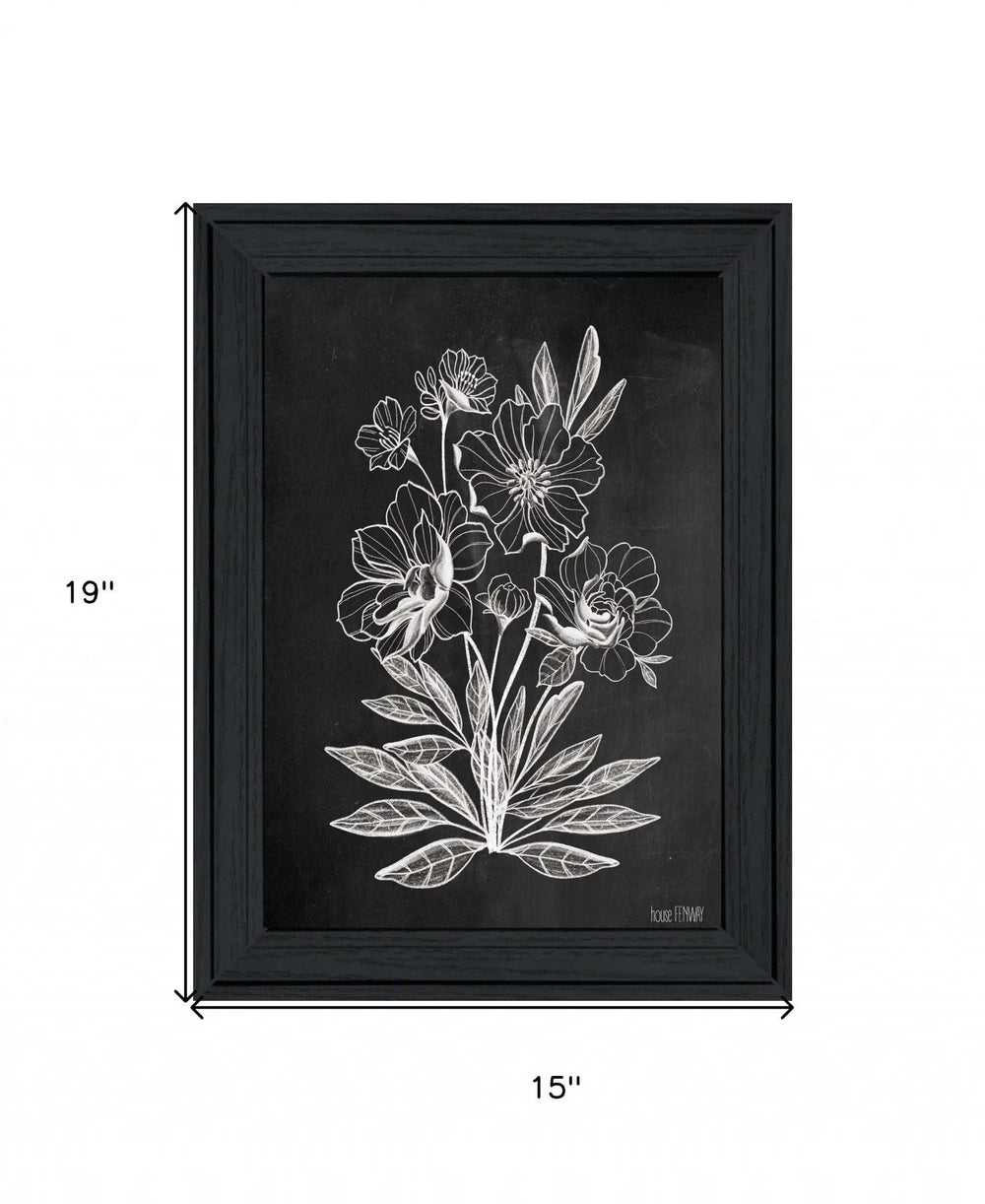 Vintage Chalkboard Flowers Black Framed Print Wall Art - Homeroots - Flyclothing LLC