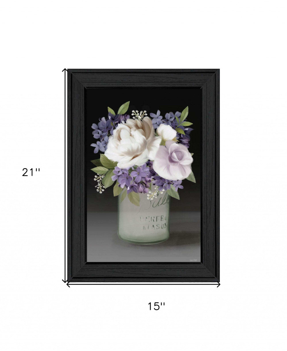 Lilac Mason Jar Floral 3 Black Framed Print Wall Art - Homeroots - Flyclothing LLC