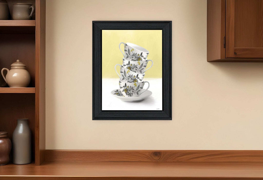 Time for Tea Yellow 2 Black Framed Print Wall Art - Homeroots - Flyclothing LLC
