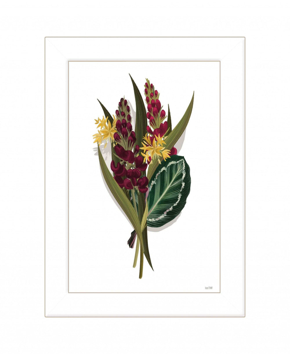 Tropical Sprig 2 White Framed Print Wall Art - Homeroots - Flyclothing LLC