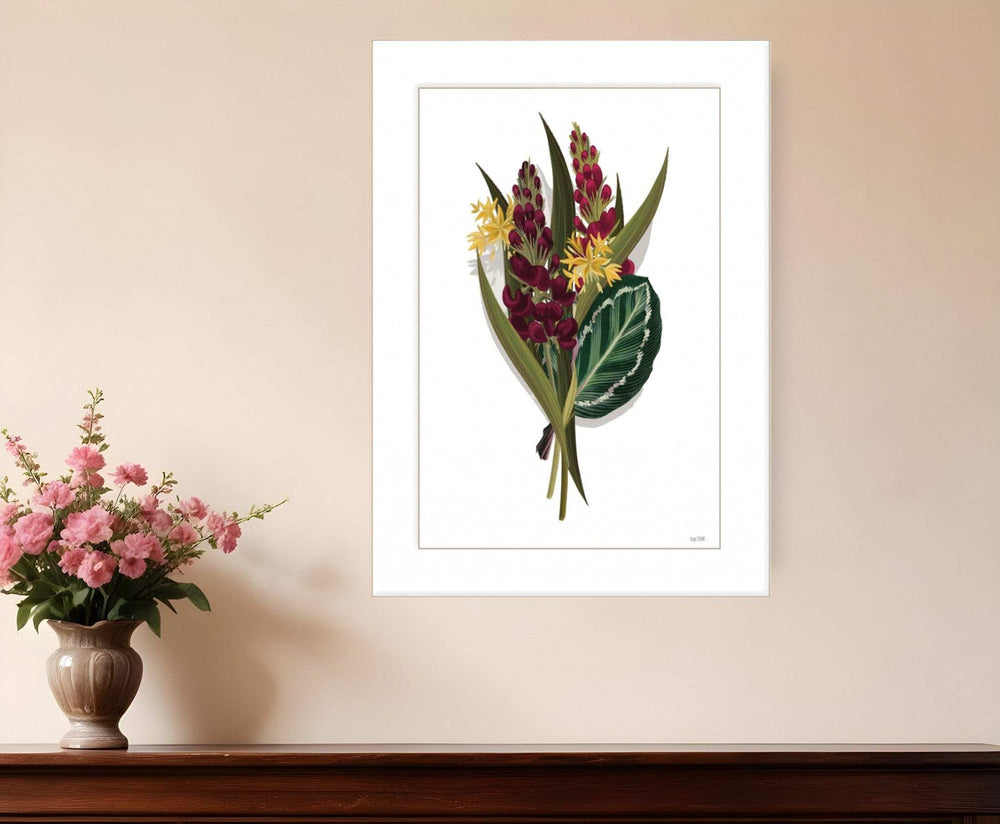 Tropical Sprig 2 White Framed Print Wall Art - Homeroots - Flyclothing LLC