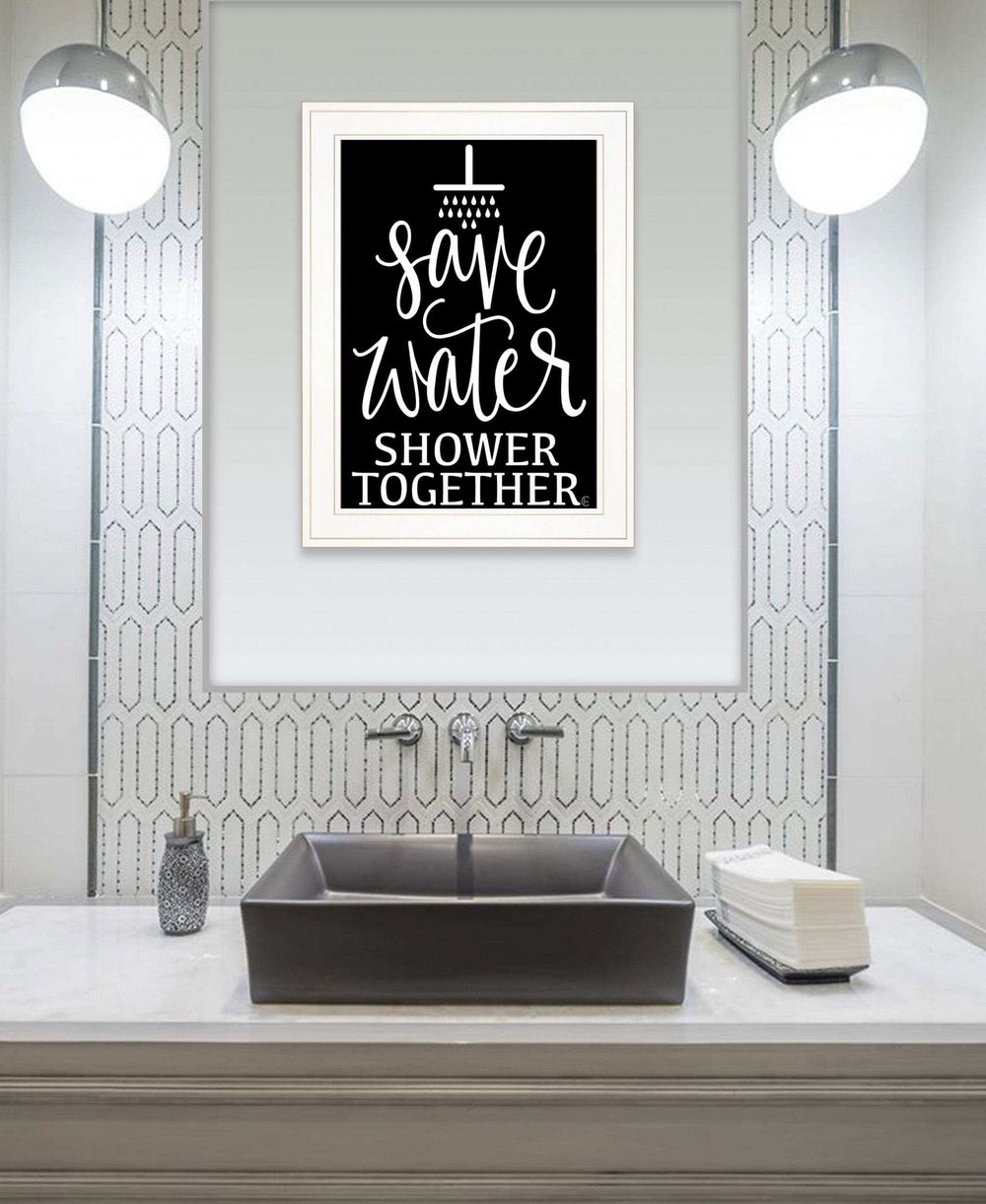 Shower Together 1 White Framed Print Wall Art - Homeroots - Flyclothing LLC