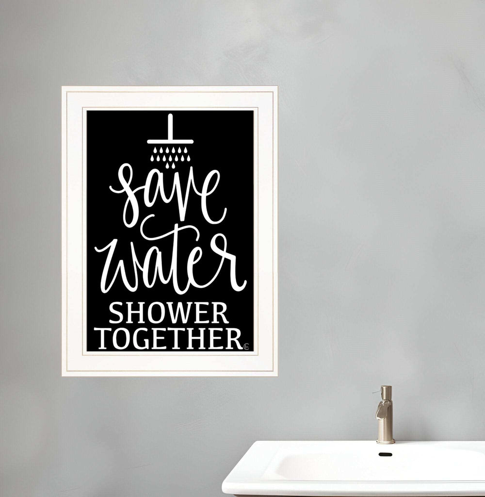 Shower Together 1 White Framed Print Wall Art - Homeroots - Flyclothing LLC