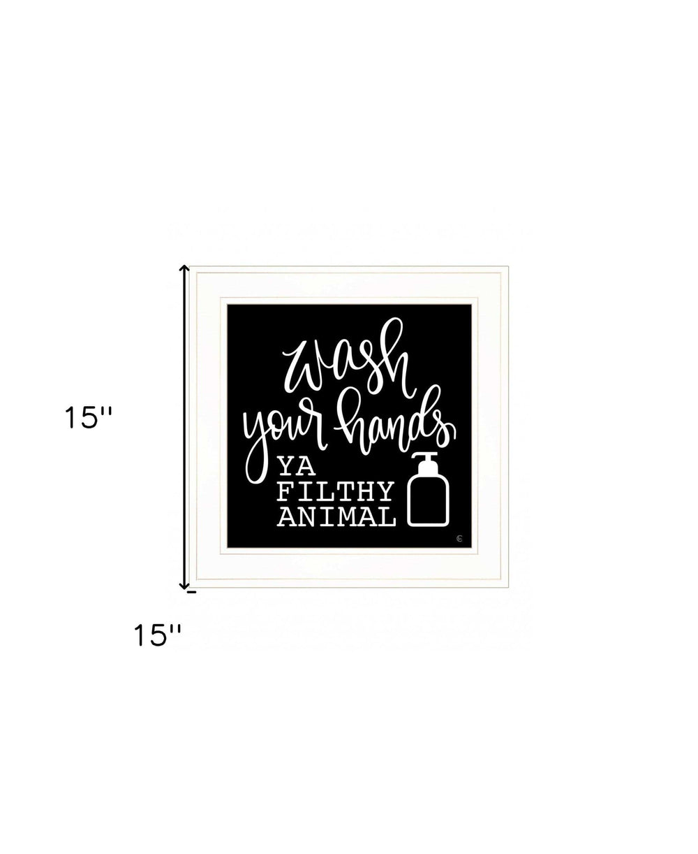 Wash Your Hands 1 White Framed Print Bathroom Wall Art - Homeroots - Flyclothing LLC