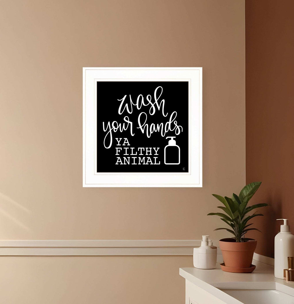 Wash Your Hands 1 White Framed Print Bathroom Wall Art - Homeroots - Flyclothing LLC