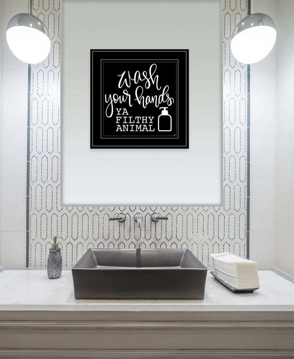 Wash Your Hands 2 Black Framed Print Bathroom Wall Art - Homeroots - Flyclothing LLC