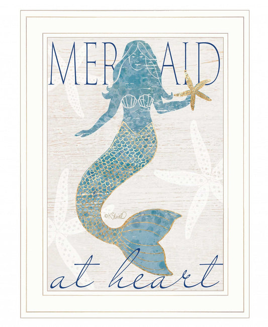 Mermaid at Heart 1 White Framed Print Wall Art - Homeroots - Flyclothing LLC