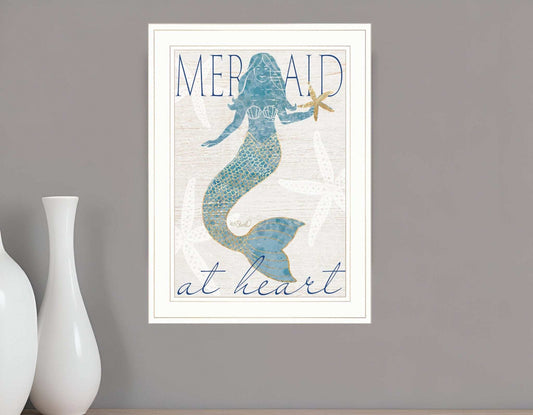 Mermaid at Heart 1 White Framed Print Wall Art - Homeroots - Flyclothing LLC