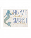 Mermaid Kisses Starfish Wishes 1 White Framed Print Wall Art - Homeroots - Flyclothing LLC