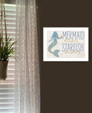 Mermaid Kisses Starfish Wishes 1 White Framed Print Wall Art - Homeroots - Flyclothing LLC