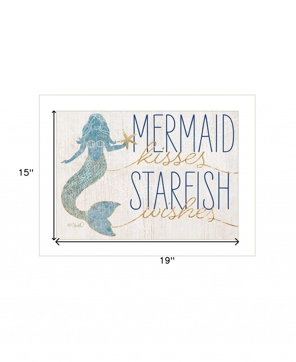 Mermaid Kisses Starfish Wishes 1 White Framed Print Wall Art - Homeroots - Flyclothing LLC