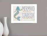 Mermaid Kisses Starfish Wishes 1 White Framed Print Wall Art - Homeroots - Flyclothing LLC