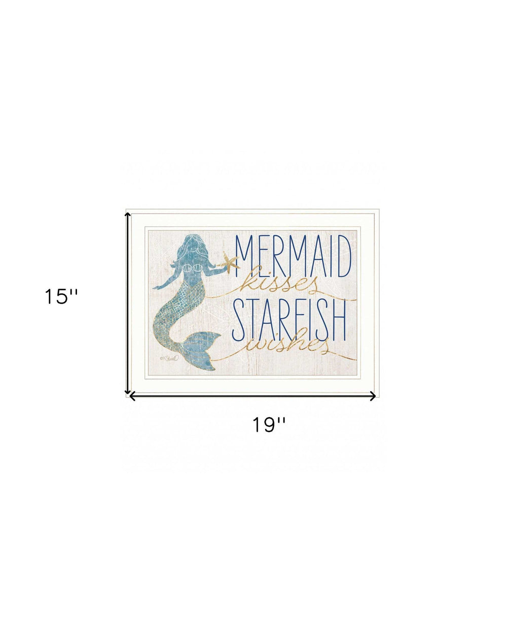 Mermaid Kisses Starfish Wishes 2 White Framed Print Wall Art - Homeroots - Flyclothing LLC