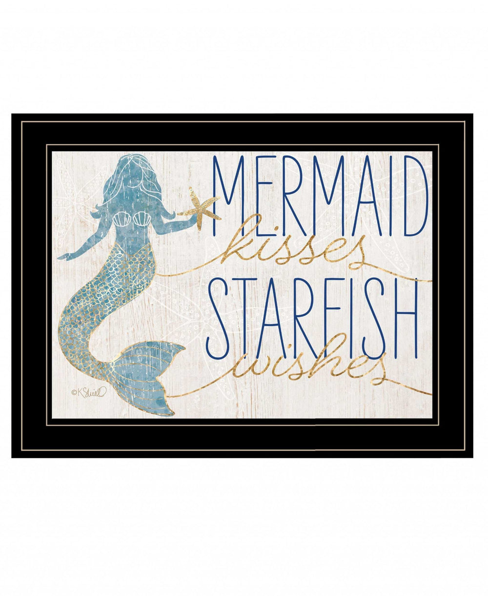 Mermaid Kisses Starfish Wishes 3 Black Framed Print Wall Art - Homeroots - Flyclothing LLC