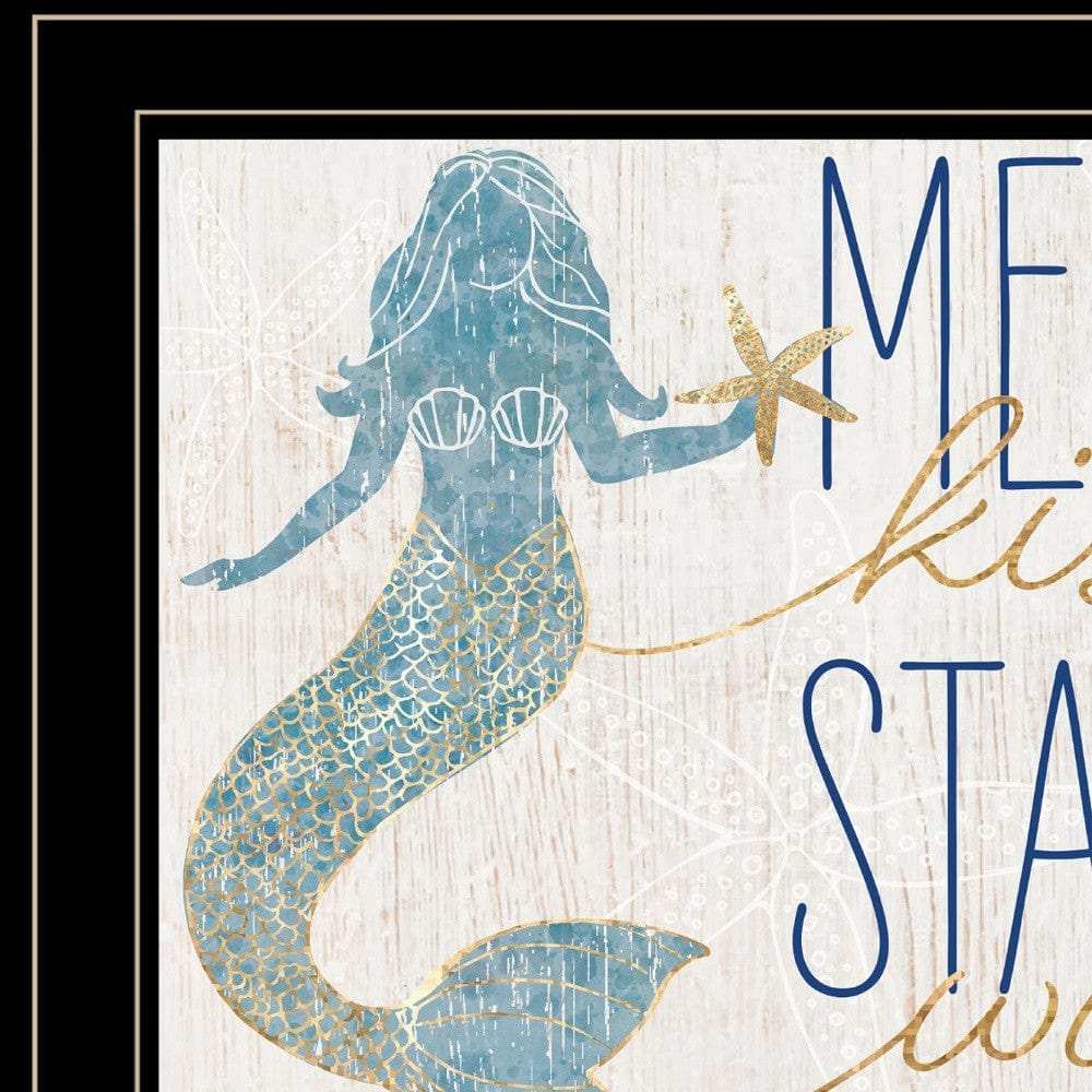 Mermaid Kisses Starfish Wishes 3 Black Framed Print Wall Art - Homeroots - Flyclothing LLC