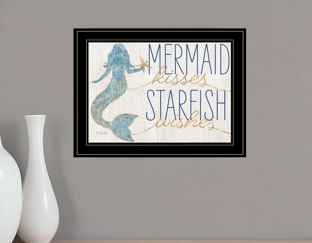 Mermaid Kisses Starfish Wishes 3 Black Framed Print Wall Art - Homeroots - Flyclothing LLC