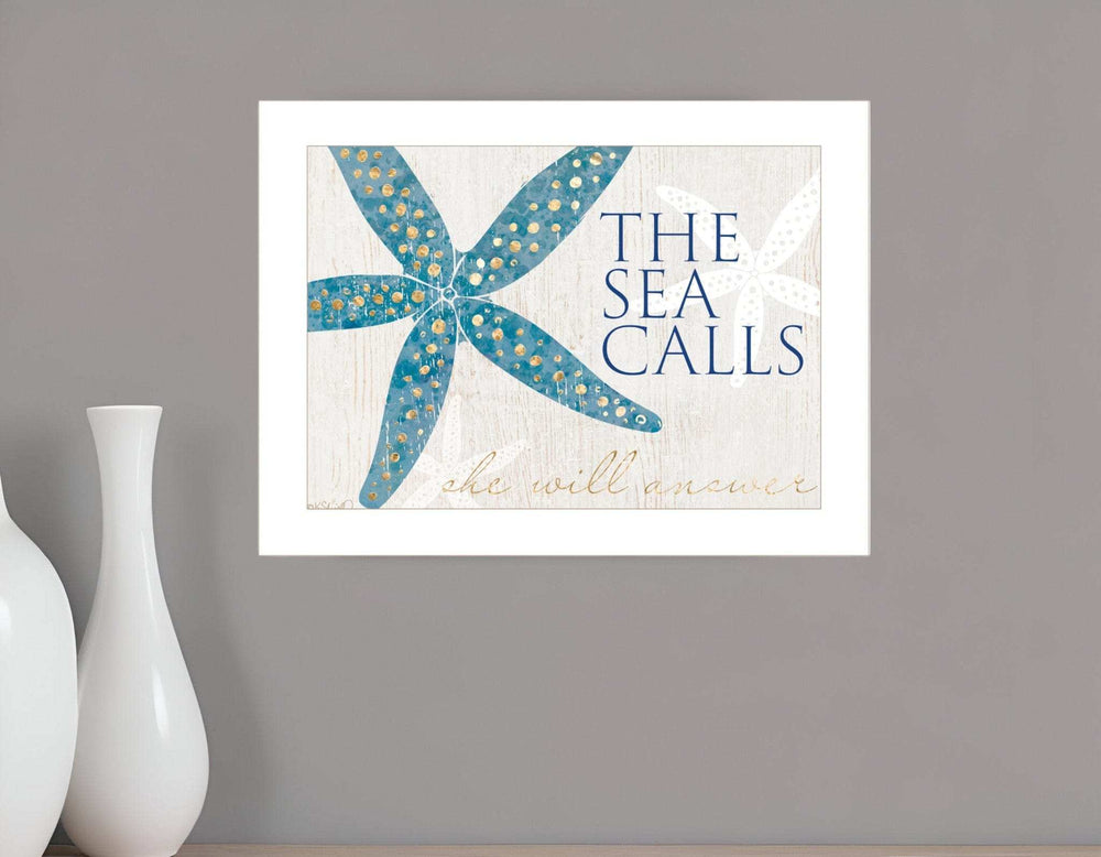 The Sea Calls 1 White Framed Print Wall Art - Homeroots - Flyclothing LLC