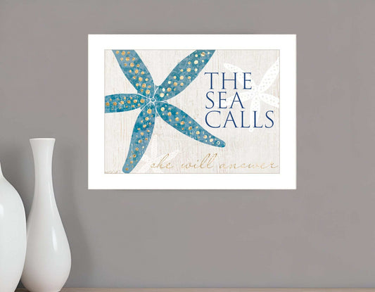 The Sea Calls 1 White Framed Print Wall Art - Homeroots - Flyclothing LLC