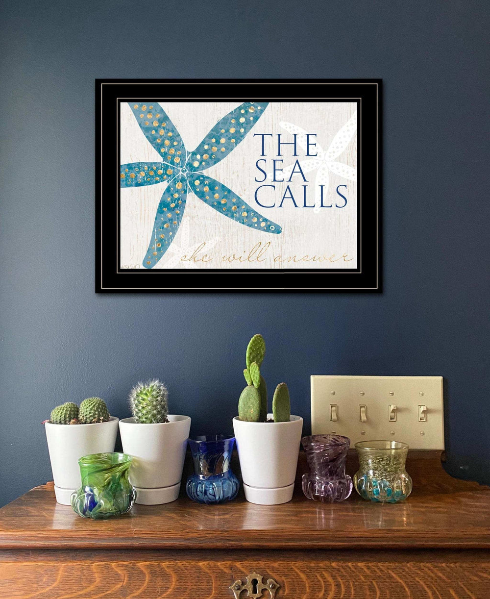The Sea Calls 3 Black Framed Print Wall Art - Homeroots - Flyclothing LLC