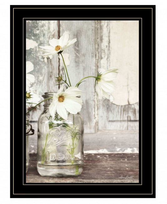 White Blossoms 2 Black Framed Print Wall Art - Homeroots - Flyclothing LLC