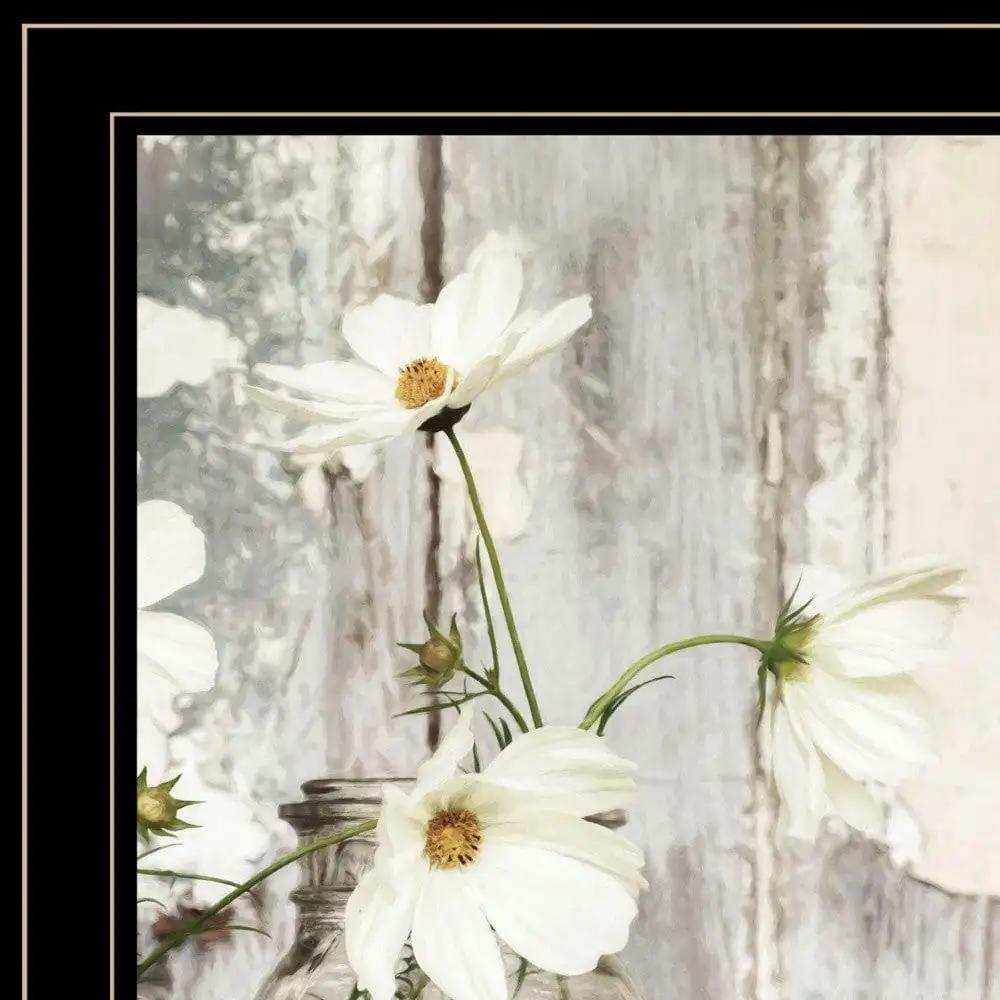 White Blossoms 2 Black Framed Print Wall Art - Homeroots - Flyclothing LLC