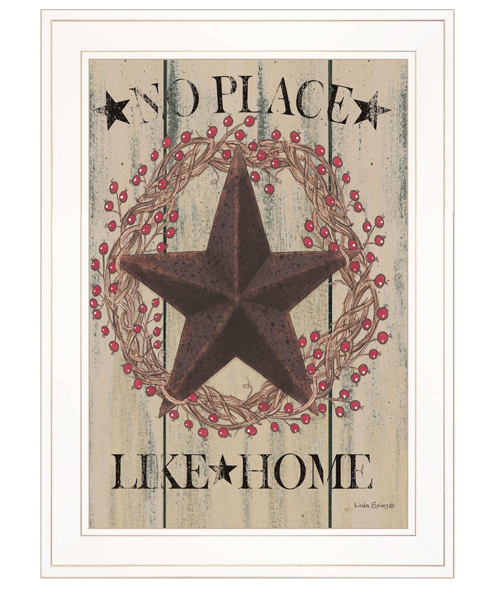 No Place Like Home Wreath 1 White Framed Print Wall Art - Homeroots - Flyclothing LLC