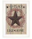 No Place Like Home Wreath 1 White Framed Print Wall Art - Homeroots - Flyclothing LLC