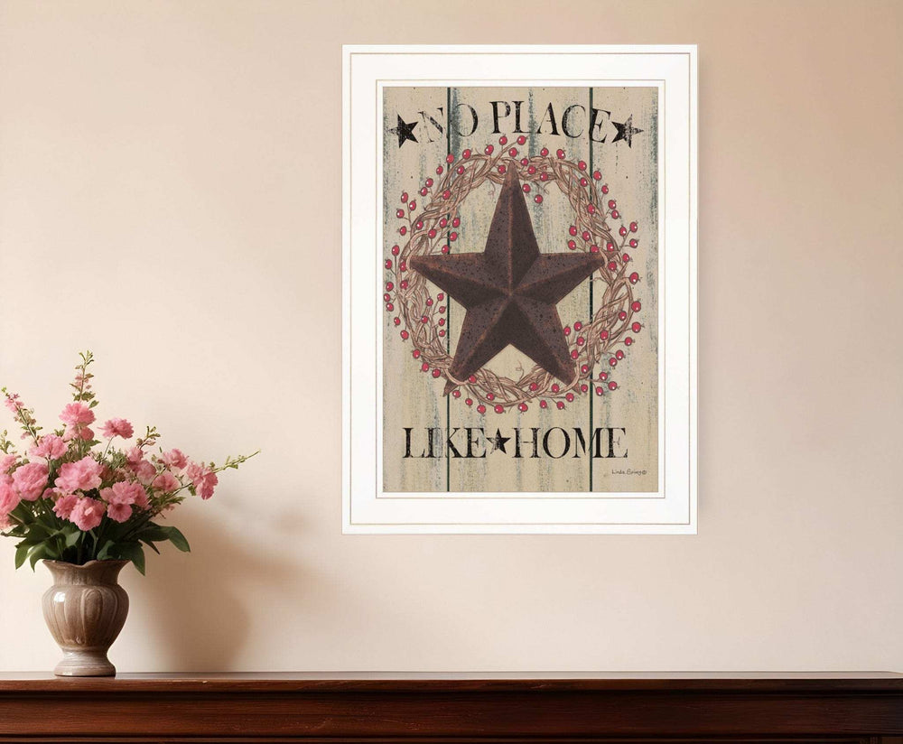 No Place Like Home Wreath 1 White Framed Print Wall Art - Homeroots - Flyclothing LLC
