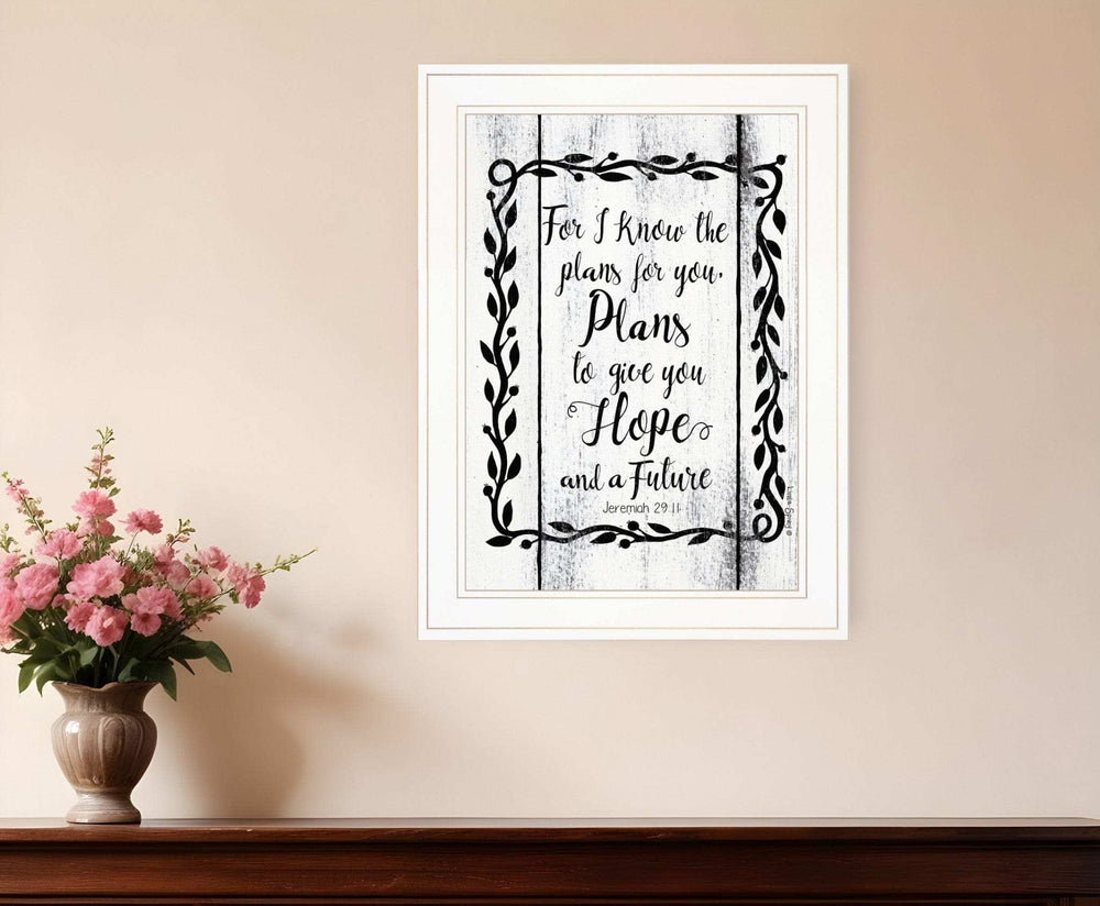 Plans to Give You Hope 1 White Framed Print Wall Art - Homeroots - Flyclothing LLC