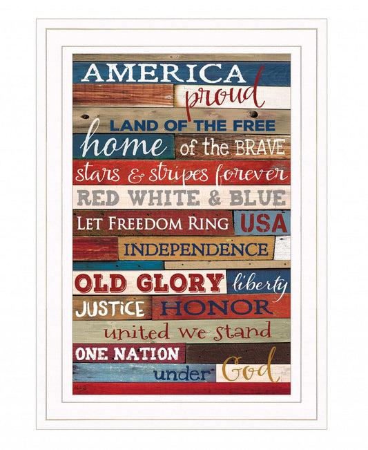 America Proud 2 White Framed Print Wall Art - Homeroots - Flyclothing LLC